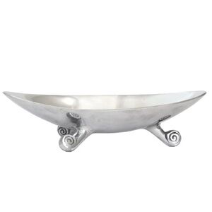 Vintage Pewter Three Leg Tripod Bowl Oval Shaped 13”L x 3 3/4”H x 6 1/4”W